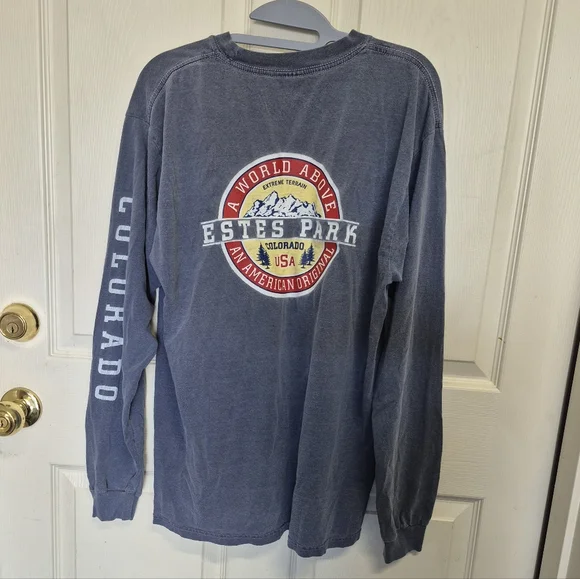 Blue Long-sleeve Estes Park Colorado Ultra Cotton Heavyweight Shirt - Men's L - Picture 4 of 4